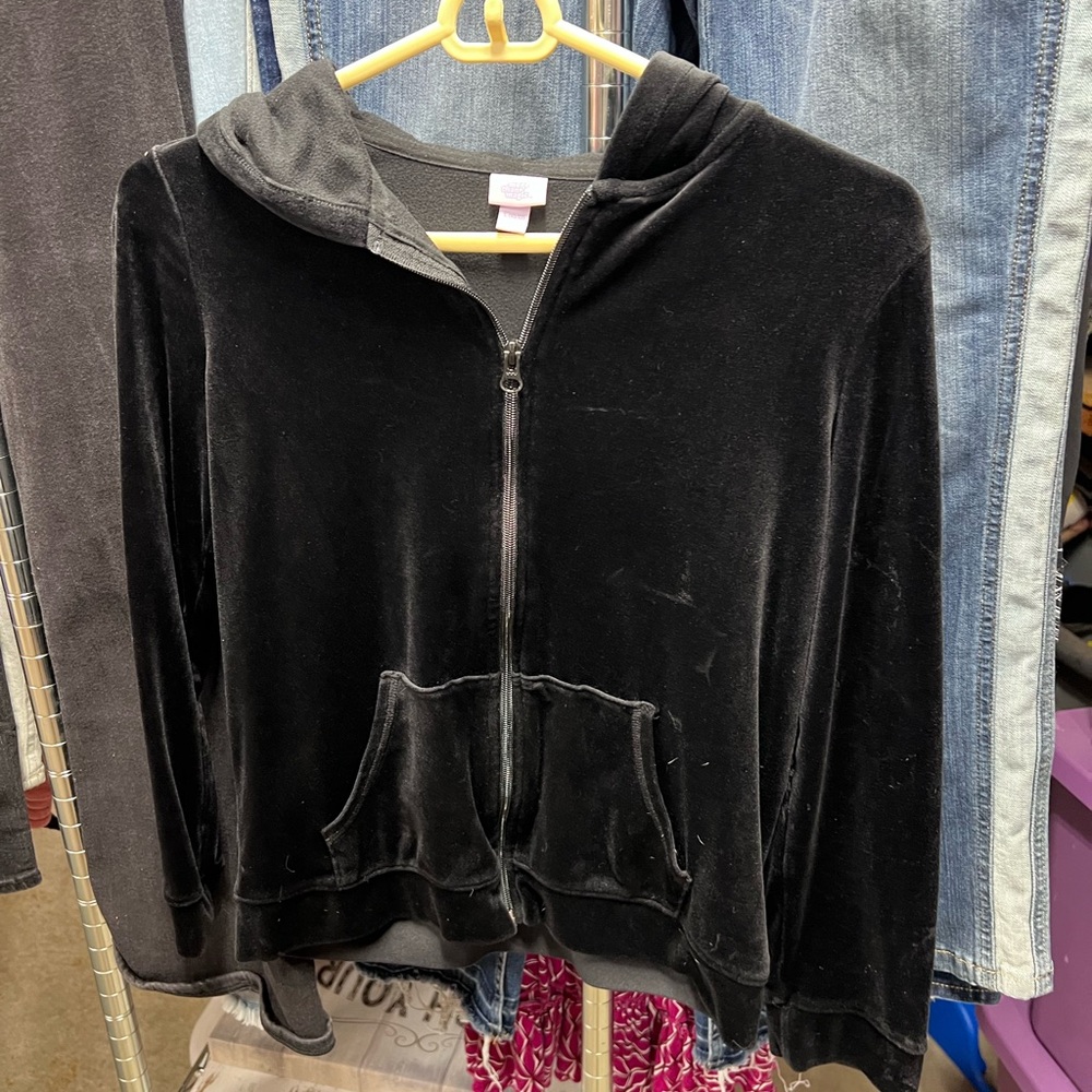 Girls velour zip up hoodie size L(10/12)